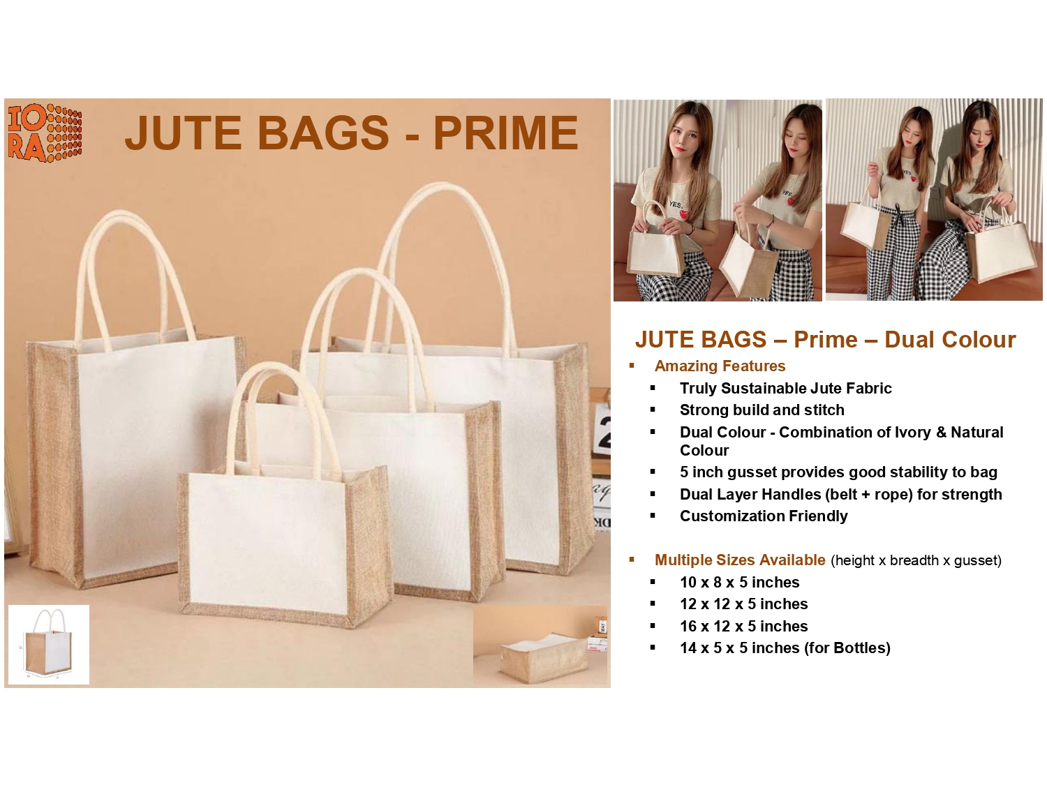 JUTE BAGS – PRIME (Ivory + Natural Jute)