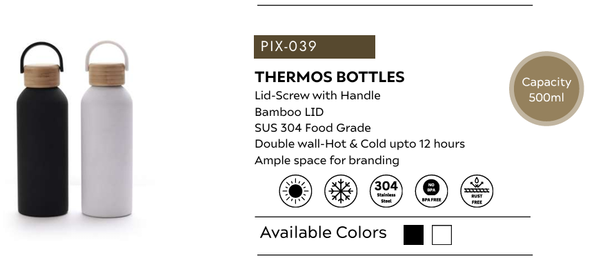 THERMOS BOTTLES Lid-Screw with Handle Bamboo LID